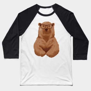 Bear with Glasses Wise Bear Clever Bear Smart Bear Hipster Bear Lover Shirt Baseball T-Shirt